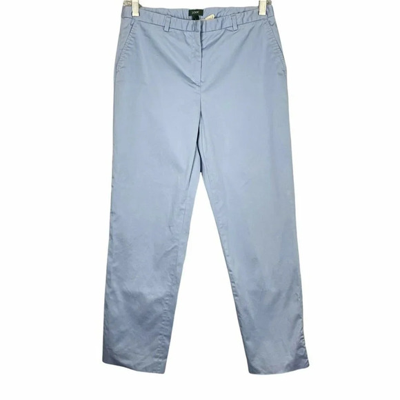 J.Crew Pants Women's Sz 4 Blue Pastel Favorite Fit Cropped Mid Rise Flat Front - Picture 1 of 11